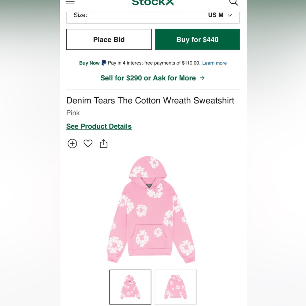 Pink Denim tear the cotton wreath sweatshirt